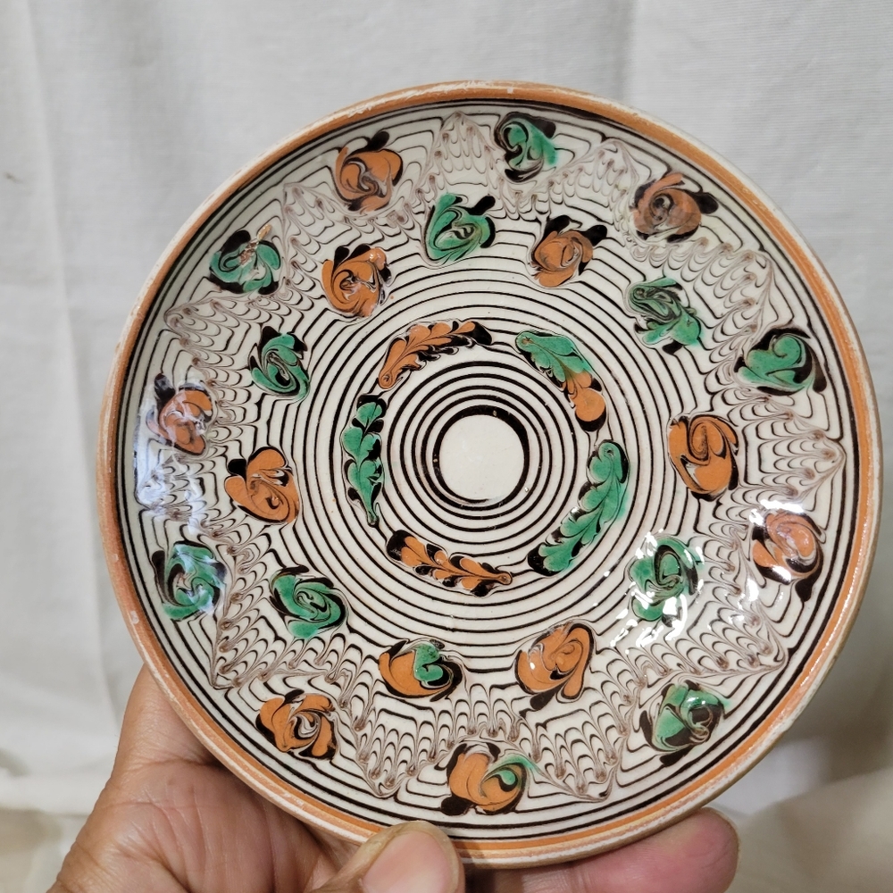 Vtg Ceramica de Horezu Lorga GH. Dish Wall Plate Handmade in Romania